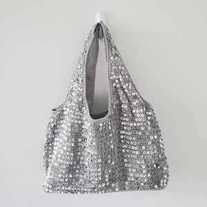 Y2K Gray Sequin Embellished Shoulder Bag